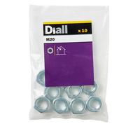 Diall M20 Carbon Steel Lock Nut, Pack Of 10