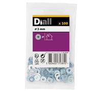 Diall M3 Carbon Steel Flat Washer, (Dia)3mm, Pack Of 100