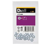 Diall M3 Carbon Steel Flat Washer, (Dia)3mm, Pack Of 20