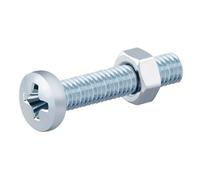 Diall M3 Cruciform Philips Pan Head Zinc-Plated Carbon Steel Machine Screw & Nut (Dia)3mm (L)20mm, Pack Of 20
