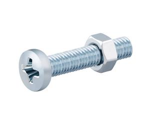 Diall M3 Cruciform Philips Pan Head Zinc-Plated Carbon Steel Machine Screw & Nut (Dia)3mm (L)20mm, Pack Of 20
