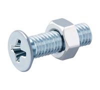 Diall M3 Pozidriv Countersunk Zinc-Plated Carbon Steel Machine Screw & Nut (Dia)3mm (L)12mm, Pack Of 20