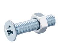 Diall M3 Pozidriv Countersunk Zinc-Plated Carbon Steel Machine Screw & Nut (Dia)3mm (L)16mm, Pack Of 20