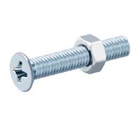 Diall M3 Pozidriv Countersunk Zinc-Plated Carbon Steel Machine Screw & Nut (Dia)3mm (L)20mm, Pack Of 20