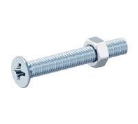 Diall M3 Pozidriv Countersunk Zinc-Plated Carbon Steel Machine Screw & Nut (Dia)3mm (L)25mm, Pack Of 20
