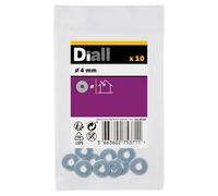 Diall M4 Carbon Steel Flat Washer, (Dia)4mm, Pack Of 10