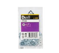 Diall M4 Carbon Steel Flat Washer, (Dia)4mm, Pack Of 100
