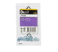 Diall M4 Carbon Steel Small Flat Washer, (Dia)4mm, Pack Of 20