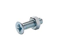 Diall M4 Cruciform Philips Pan Head Zinc-Plated Carbon Steel Machine Screw & Nut (Dia)4mm (L)16mm, Pack Of 20
