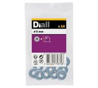 Diall M5 Carbon Steel Flat Washer, (Dia)5mm, Pack Of 10