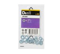 Diall M5 Carbon Steel Medium Flat Washer, (Dia)5mm, Pack Of 20