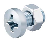 Diall M5 Cruciform Philips Pan Head Zinc-Plated Carbon Steel Machine Screw & Nut (Dia)5mm (L)10mm, Pack Of 20