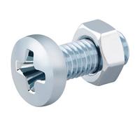 Diall M5 Cruciform Philips Pan Head Zinc-Plated Carbon Steel Machine Screw & Nut (Dia)5mm (L)12mm, Pack Of 20