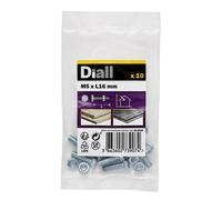 Diall M5 Hex Carbon Steel Bolt & Nut (L)16mm, Pack Of 10
