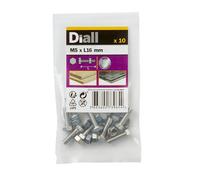 Diall M5 Hex Stainless Steel Bolt & Nut (L)16mm (Dia)5mm, Pack Of 10