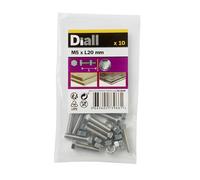 Diall M5 Hex Stainless Steel Bolt & Nut (L)20mm (Dia)3mm, Pack Of 10