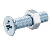 Diall M5 Pozidriv Countersunk Zinc-Plated Carbon Steel Machine Screw & Nut (Dia)5mm (L)20mm, Pack Of 20
