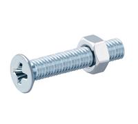 Diall M5 Pozidriv Countersunk Zinc-Plated Carbon Steel Machine Screw & Nut (Dia)5mm (L)30mm, Pack Of 20