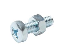 Diall M6 Cruciform Philips Pan Head Zinc-Plated Carbon Steel Machine Screw & Nut (Dia)6mm (L)20mm, Pack Of 20