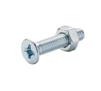 Diall M6 Cruciform Philips Pan Head Zinc-Plated Carbon Steel Machine Screw & Nut (Dia)6mm (L)30mm, Pack Of 20