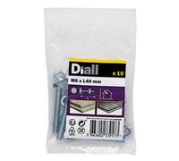 Diall M6 Hex Carbon Steel (Grade 5.8) Bolt & Nut (L)40mm, Pack Of 10