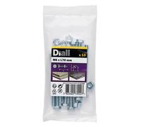 Diall M6 Hex Carbon Steel (Grade 5.8) Bolt & Nut (L)70mm, Pack Of 10