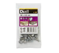 Diall M6 Hex Stainless Steel Bolt & Nut (L)16mm (Dia)6mm, Pack Of 10