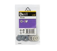 Diall M6 Stainless Steel Large Flat Washer, (Dia)6mm, Pack Of 10