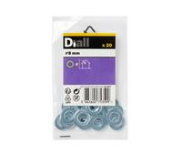 Diall M8 Carbon Steel Medium Flat Washer, (Dia)8mm, Pack Of 20