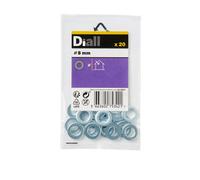 Diall M8 Carbon Steel Small Flat Washer, (Dia)8mm, Pack Of 20