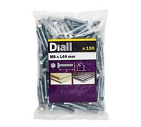 Diall M8 Hex Carbon Steel (Grade 5.8) Bolt & Nut (L)40mm, Pack Of 100