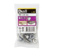 Diall M8 Hex Stainless Steel Bolt & Nut (L)16mm (Dia)8mm, Pack Of 10
