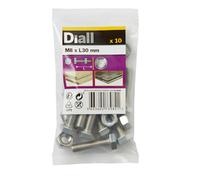 Diall M8 Hex Stainless Steel Bolt & Nut (L)30mm (Dia)8mm, Pack Of 10