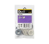 Diall M8 Stainless Steel Large Flat Washer, (Dia)8mm, Pack Of 10