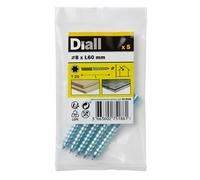 Diall Metal & Wood Dual-Thread Screw, (L) 60mm, (Dia) 8mm, Pack Of 5