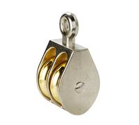 Diall Nickel & Zinc-Plated Grey & Yellow 2 Wheel Pulley, (Dia)36mm (Max)90Kg