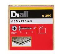 Diall Pan Head Zinc-Plated Carbon Steel Screw (Dia)3.5mm (L)9.5mm, Pack Of 200