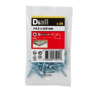 Diall Phillips Countersunk Zinc-Plated Carbon Steel (C1022) Self-Drilling Screw (Dia)4.2mm (L)19mm, Pack Of 25