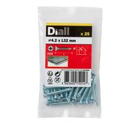 Diall Phillips Countersunk Zinc-Plated Carbon Steel (C1022) Self-Drilling Screw (Dia)4.2mm (L)32mm, Pack Of 25