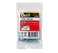 Diall Phillips Countersunk Zinc-Plated Carbon Steel (C1022) Self-Drilling Screw (Dia)4.8mm (L)25mm, Pack Of 25