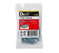 Diall Phillips Countersunk Zinc-Plated Carbon Steel (C1022) Self-Drilling Screw (Dia)4.8mm (L)32mm, Pack Of 25