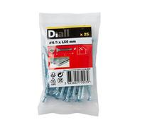 Diall Phillips Countersunk Zinc-Plated Carbon Steel (C1022) Self-Drilling Screw (Dia)4.8mm (L)50mm, Pack Of 25