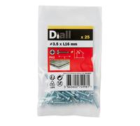 Diall Phillips Pan Head Zinc-Plated Carbon Steel (C1022) Self-Drilling Screw (Dia)3.5mm (L)16mm, Pack Of 25