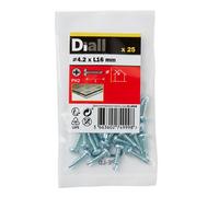 Diall Phillips Pan Head Zinc-Plated Carbon Steel (C1022) Self-Drilling Screw (Dia)4.2mm (L)16mm, Pack Of 25