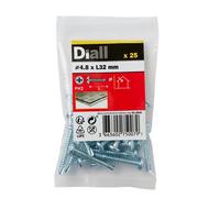 Diall Phillips Pan Head Zinc-Plated Carbon Steel (C1022) Self-Drilling Screw (Dia)4.8mm (L)32mm, Pack Of 25