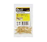 Diall Pozidriv Countersunk Brass Wood Screw (Dia)3.5mm (L)16mm, Pack Of 25
