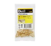 Diall Pozidriv Countersunk Brass Wood Screw (Dia)3.5mm (L)20mm, Pack Of 25