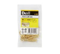 Diall Pozidriv Countersunk Brass Wood Screw (Dia)3.5mm (L)30mm, Pack Of 25
