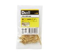 Diall Pozidriv Countersunk Brass Wood Screw (Dia)4mm (L)20mm, Pack Of 25