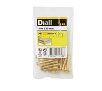 Diall Pozidriv Countersunk Brass Wood Screw (Dia)4mm (L)30mm, Pack Of 25